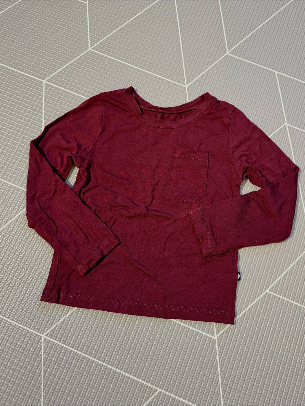 Basic Long Sleeve Pocket Tee - Burgundy (2T)